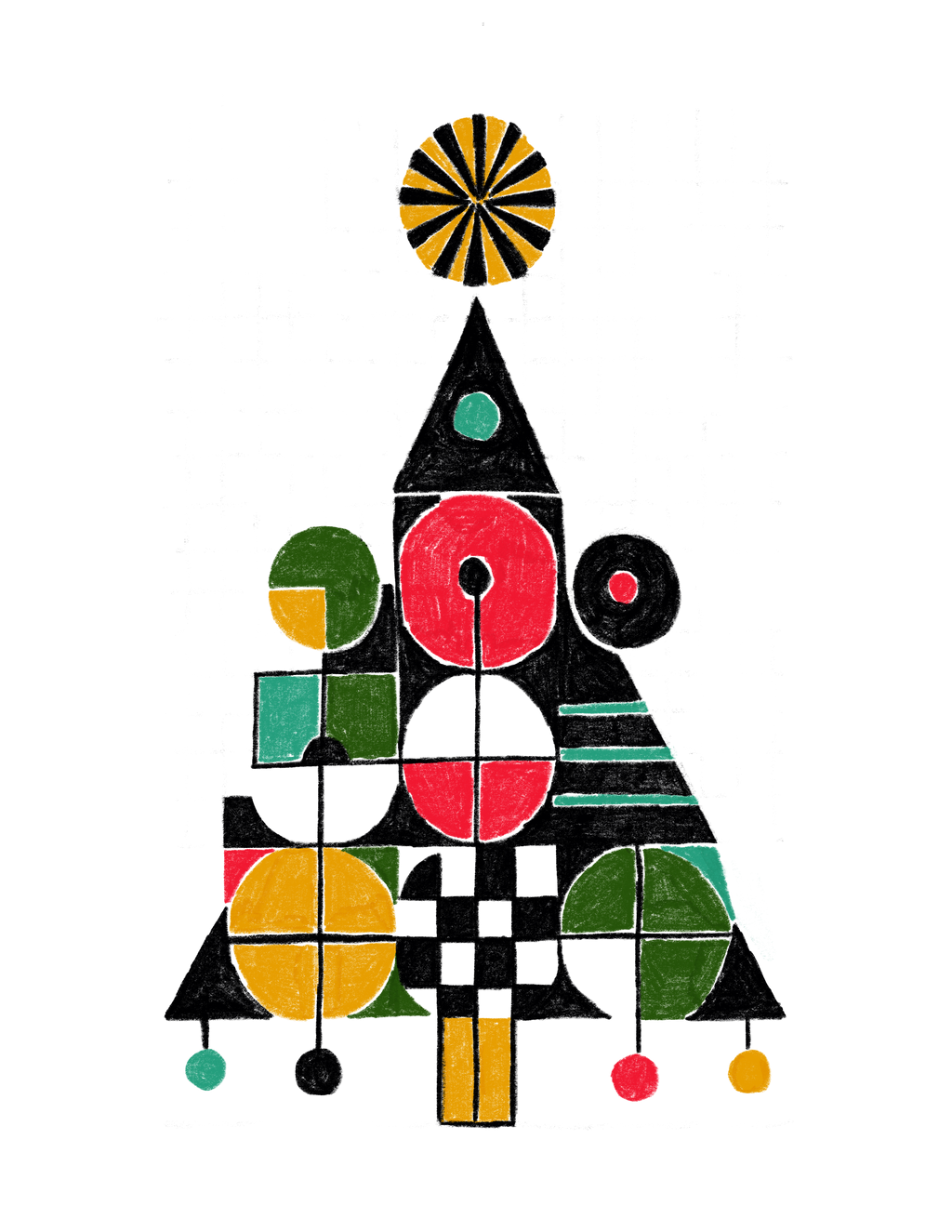 Carte de souhait des Fêtes - « Sapin Bauhaus » par jeraume